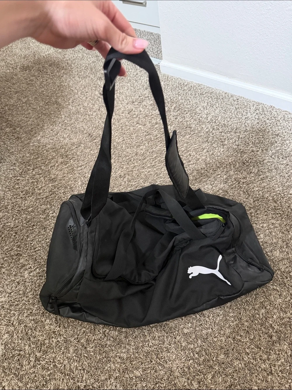 Puma Black Duffel Bag with White Logo
